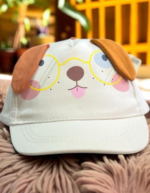 1/3 YAŞ GÖZLÜKLÜ KÖPEKLİ ERKEK ÇOCUK KEP (48-50 CM) Bej