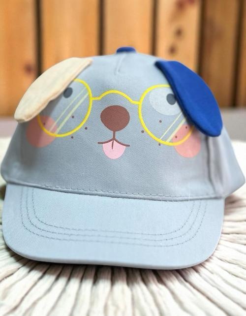 1/3 YAŞ GÖZLÜKLÜ KÖPEKLİ ERKEK ÇOCUK KEP (48-50 CM) Mavi