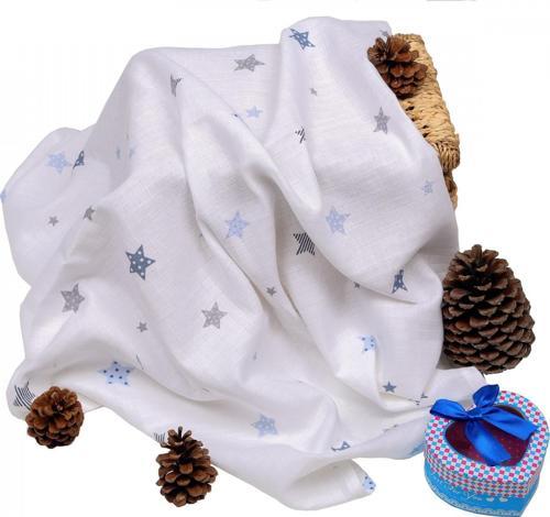 Çok Amaçlı Müslin Örtü 100x80 cm - Mavi Yıldız 8682476853131