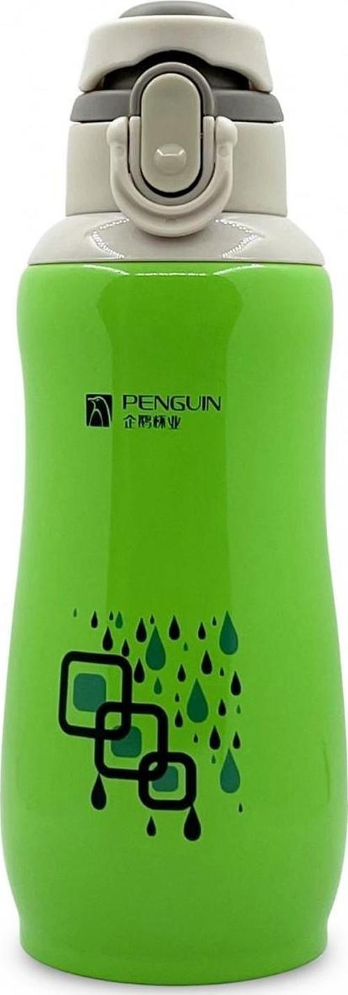 Penguen Kilitli Paslanmaz Çelik Bebek Termosu 600 Ml - Yeşil