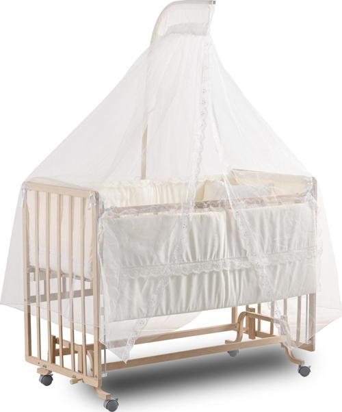 Sallanır Anne Yanı Doğal Ahşap Beşik ve Uyku Seti - 60x120 cm