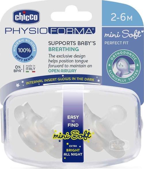 Gece Parlayan PhysioForma Mini Soft 2'li Emzik 2-6 Ay