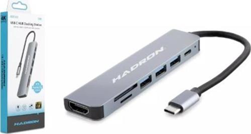 Hadron Hdx7835 Type-C Hdtv Combo Hdmi 4K 30Hz 3-Usb3.0 + Sd + Tf 7In1 Gri