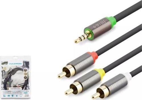 HADRON HDX1064 3.5MM TO 3RCA KABLO 2LINE GOLD 1.5M SİYAH