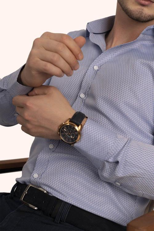 Mavi Baklava Desen Slimfit Erkek Gömlek