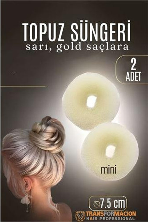 GOLD Mini Saç Topuz Süngeri 2 ADET 7.5 CM Çap 3 cm Kalınlık