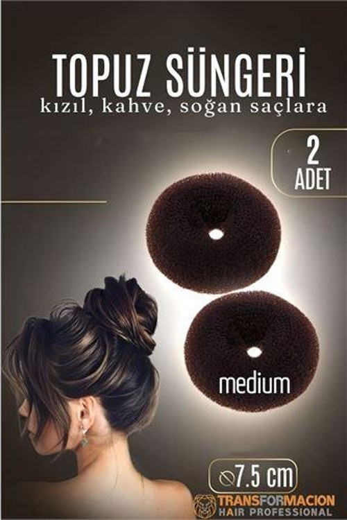 KAHVE Mini Saç Topuz Süngeri 2 ADET 7.5 CM Çap 3 cm Kalınlık