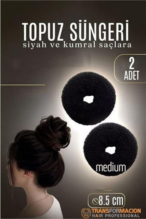 SİYAH Mini Saç Topuz Süngeri 2 ADET 8.5 CM Çap 3.5 cm Kalınlık