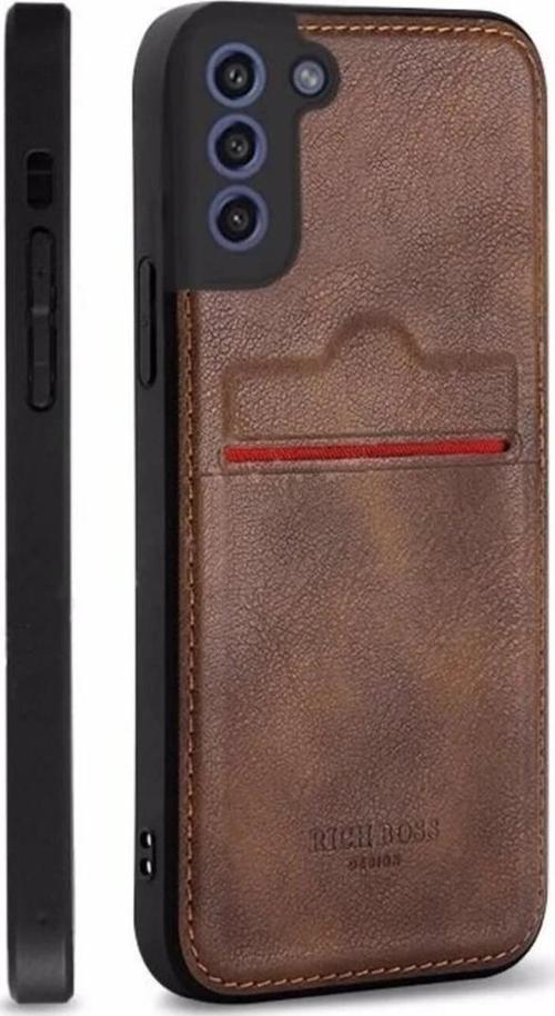 Samsung S22 Plus Kartlıklı Deri Kılıf Koyu Kahverengi