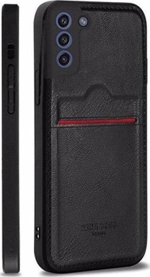 Samsung S22 Kartlıklı Deri Kılıf Siyah