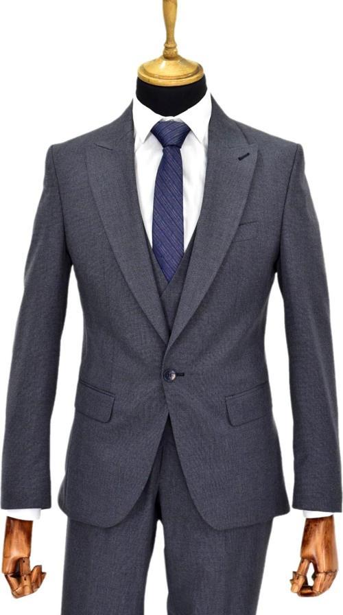 Erkek Silim Fit Yelekli Çift Yırtmaçlı Takım Elbise BGL-ST04737