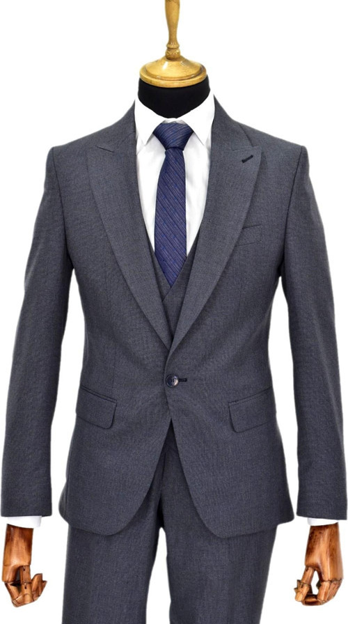 Erkek Silim Fit Yelekli Çift Yırtmaçlı Takım Elbise BGL-ST04737