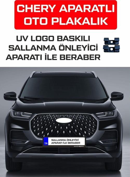 Chery Logo Baskılı Sallanma Önleyici Aparatlı Oto Plakalık Ses Yapmaz 2 Adet