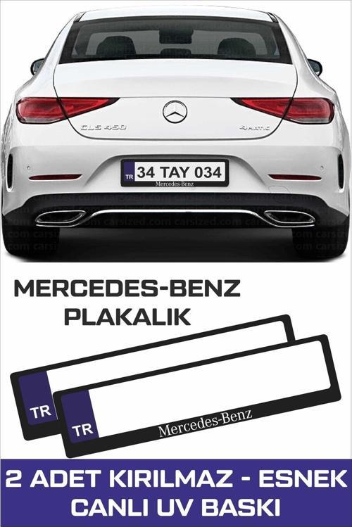 Mercedes-Benz Yazılı Oto Plakalık Kişiye Özel Kırılmaz Siyah Uv Kabartmalı 2 Adet Takmatik