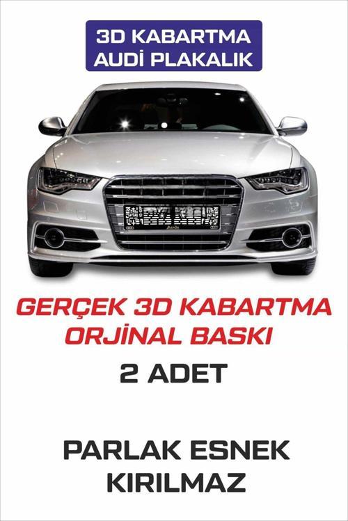 Audi Uyumlu 3D Kabartma Harf Logo Ve Yazılı Oto Plakalık 2 Adet Kırılmaz Esnek