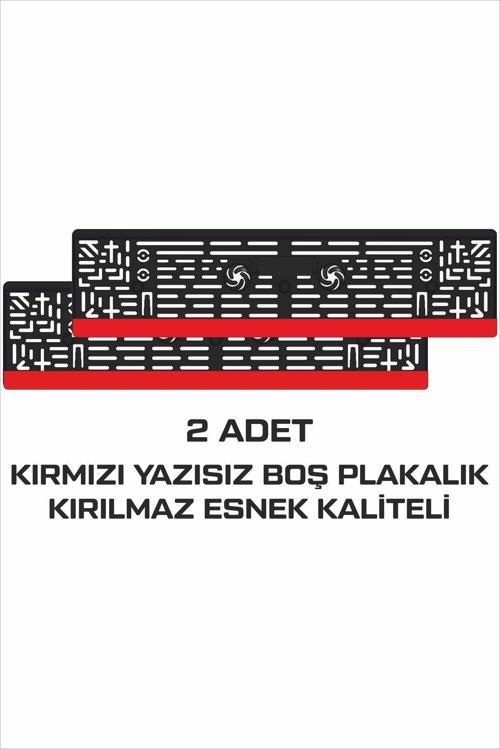 Kırmızı Yazısız Boş 2 Adet Kırılmaz Takmatik Oto Plakalık