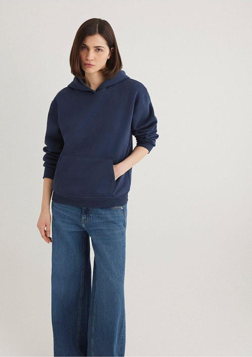 Kapüşonlu Lacivert Basic Sweatshirt 167299-70488
