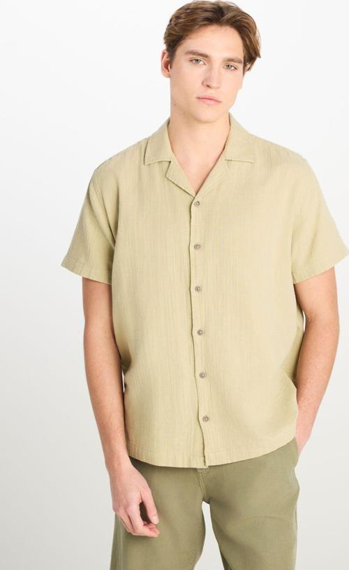 %100 Pamuk Relaxed Fit Geniş Kesim Açık Yeşil Gömlek