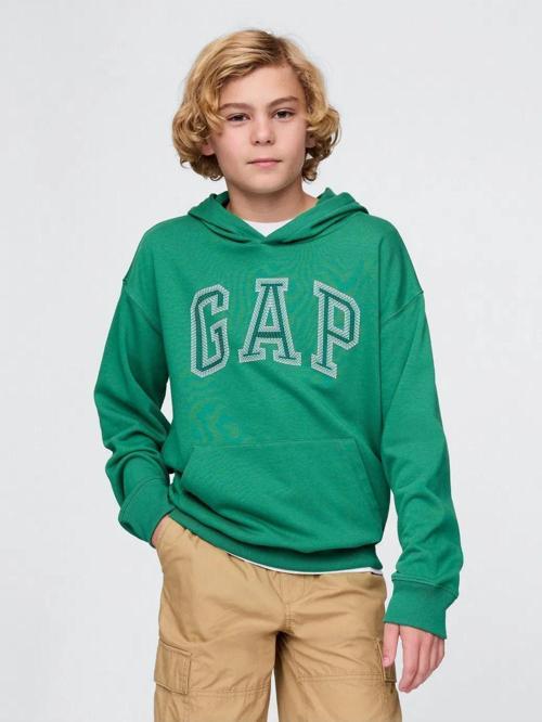 Erkek Çocuk Logo Relaxed Havlu Kumaş Sweatshirt Yeşil