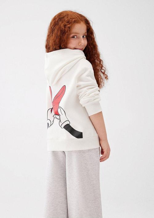 Minnie Mouse Baskılı Beyaz Sweatshirt 7S10081-70057