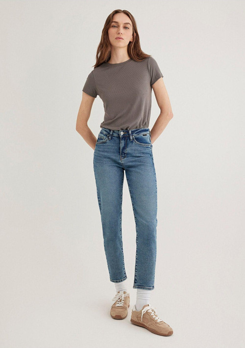 Cindy Gold Shape Puslu Indigo Mavisi Jean Pantolon 100277-89183