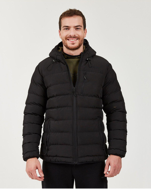 Outerwear M Contrast Pocket Padded Jacket Erkek Siyah Mont S202046-001