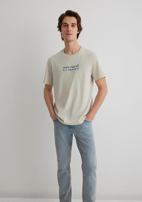 Logo Baskılı Gri Tişört Regular Fit / Normal Kesim 0610943-70144