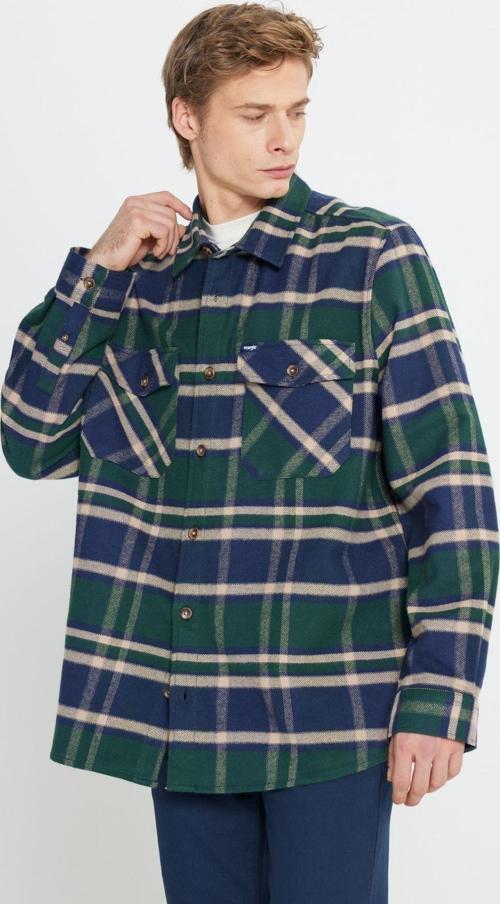 Relaxed Fit Geniş Kesim %100 Pamuk Yeşil Ekoseli Gömlek