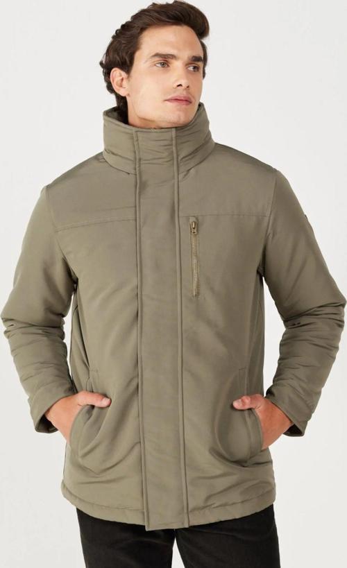 Dik Yaka Regular Fit Yeşil Erkek Kaban W40Bwwx45