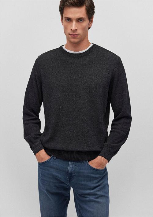 Bisiklet Yaka Siyah Basic Kazak Slim Fit / Dar Kesim 070781-900