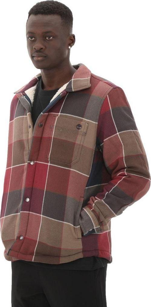 B0A6Ux2Eıf1-R Sherpa Lined Plaid Overshirt Erkek Ceket Kırmızı