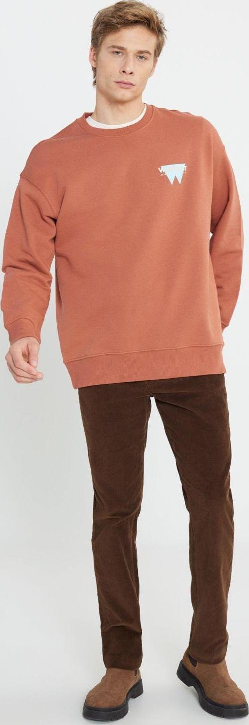 Slim Fit Dar Kesim Normal Bel Dar Paça Texas Erkek Kahverengi Pamuklu Esnek Pantolon