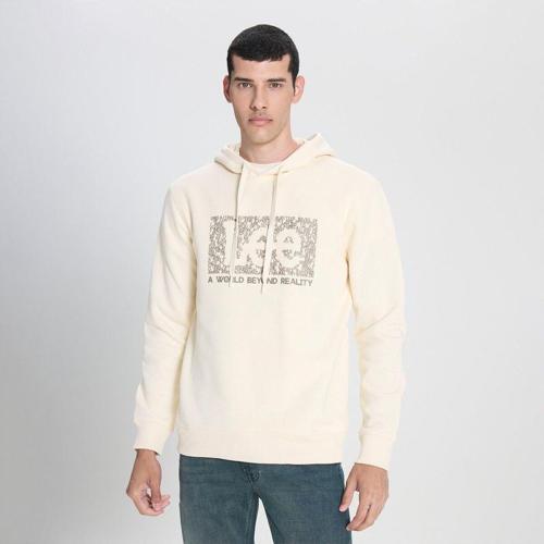 Regular Fit Normal Kesim Kapüşonlu Ekru Sweatshirt