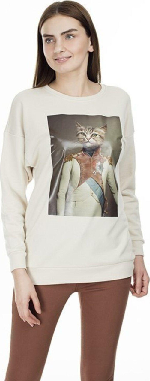 Kadın Bej Baskılı Sweatshirt Onlcarola L/S Highneck Pullover Knt