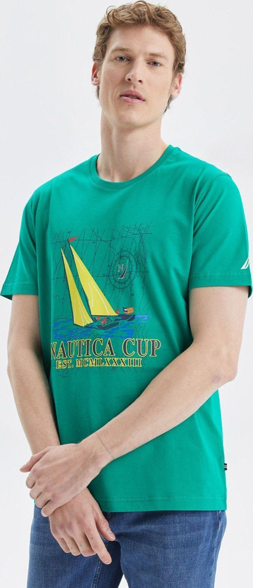 Baskılı % 100 Pamuk Standart Fit Bisiklet Yaka T Shirt Erkek T Shirt V35519T 3Px