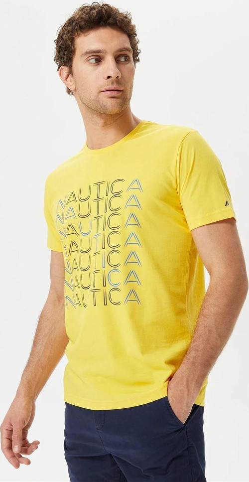 % 100 Pamuk Marka Baskılı Bisiklet Yaka Standart Fit T Shirt Erkek T Shirt V35528T 70E
