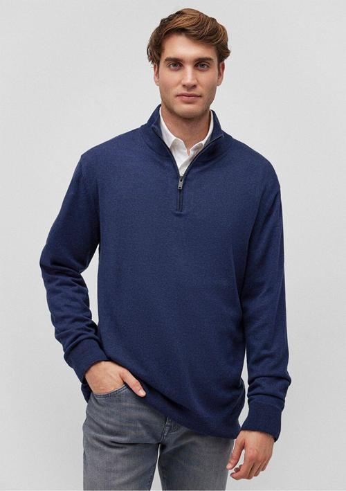 Kaşmir Karışımlı Yarı Fermuarlı Lacivert Kazak Regular Fit / Normal Kesim 0710247-70497