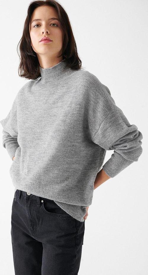 Dik Yaka Gri Kazak Oversize / Geniş Kesim 1710188-83096