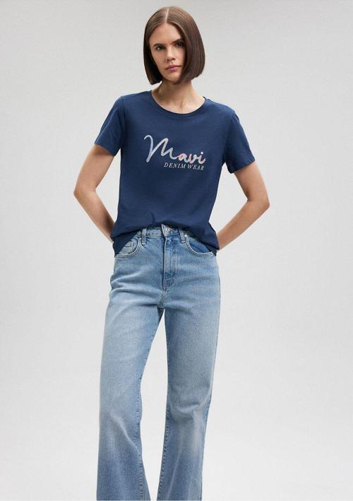 Baskılı Lacivert Tişört Slim Fit / Dar Kesim 1612247-82454