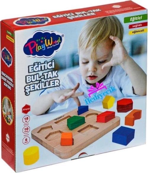 Eğitici Oyuncak PlayWood Ahşap Eğitici Bul Tak Şekiller-389