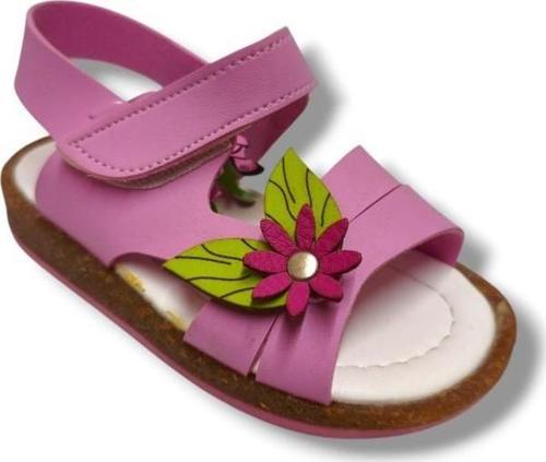 Şirinbebe 3000-20 Çiçek Tokalı Cırtlı Kız Çocuk Sandalet
