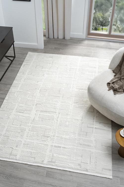 Dream Beyaz Halı Modern Dokuma Halı Salon Oturma Odası Yatak Odası Halısı 13839A