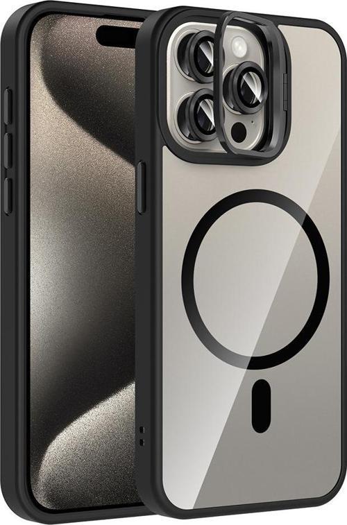 iPhone 14 Pro Max Uyumlu Kamera Standlı Lens Hediyeli Magsafe Wireless Şarj Özellikli Kılıf