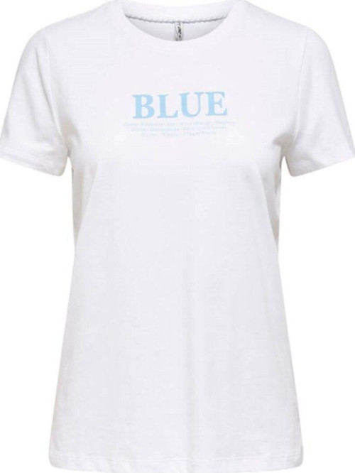 Kadın Beyaz Önü Baskılı Kısa Kollu T-Shirt 15203614 Onlava