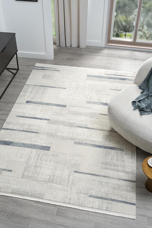 Dream Gri Mavi Halı Modern Dokuma Halı Salon Oturma Odası Yatak Odası Halısı 13845A