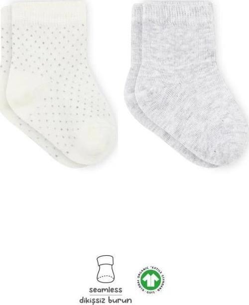 Nessiworld Bistyle Puan Derby Penye Soket Çorap 2'Li BS10103 Gri Ekru