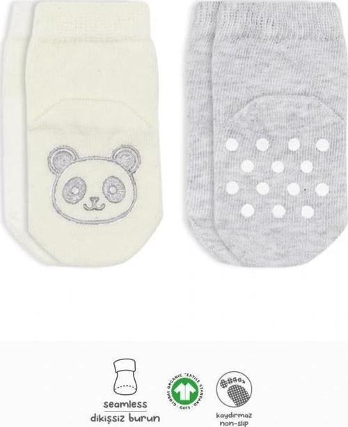 Nessiworld Bistyle Hayvan Figürlü Kaymaz Soket Çorap 2'Li BS10104 Gri Ekru