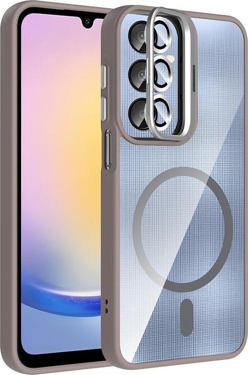 Samsung Galaxy A25 Uyumlu Kamera Standlı Lens Hediyeli Magsafe Wireless Şarj Özellikli Kılıf