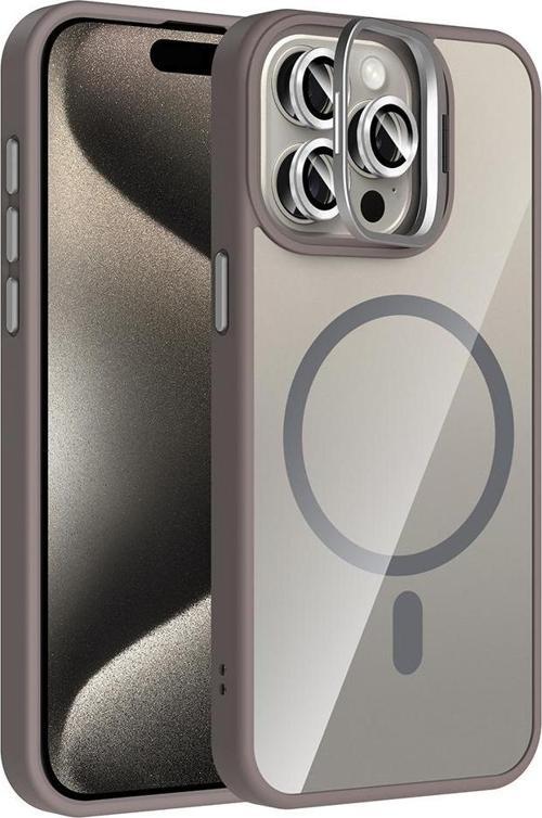 iPhone 14 Pro Max Uyumlu Kamera Standlı Lens Hediyeli Magsafe Wireless Şarj Özellikli Kılıf