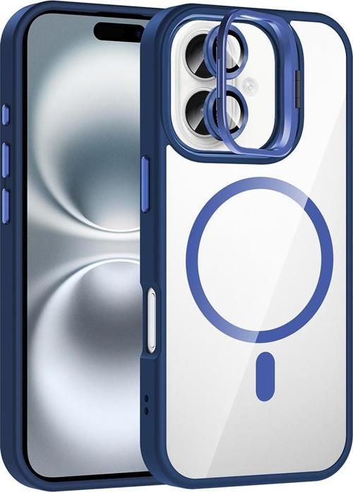iPhone 16 Plus Uyumlu Kamera Standlı Lens Hediyeli Magsafe Wireless Şarj Özellikli Kılıf